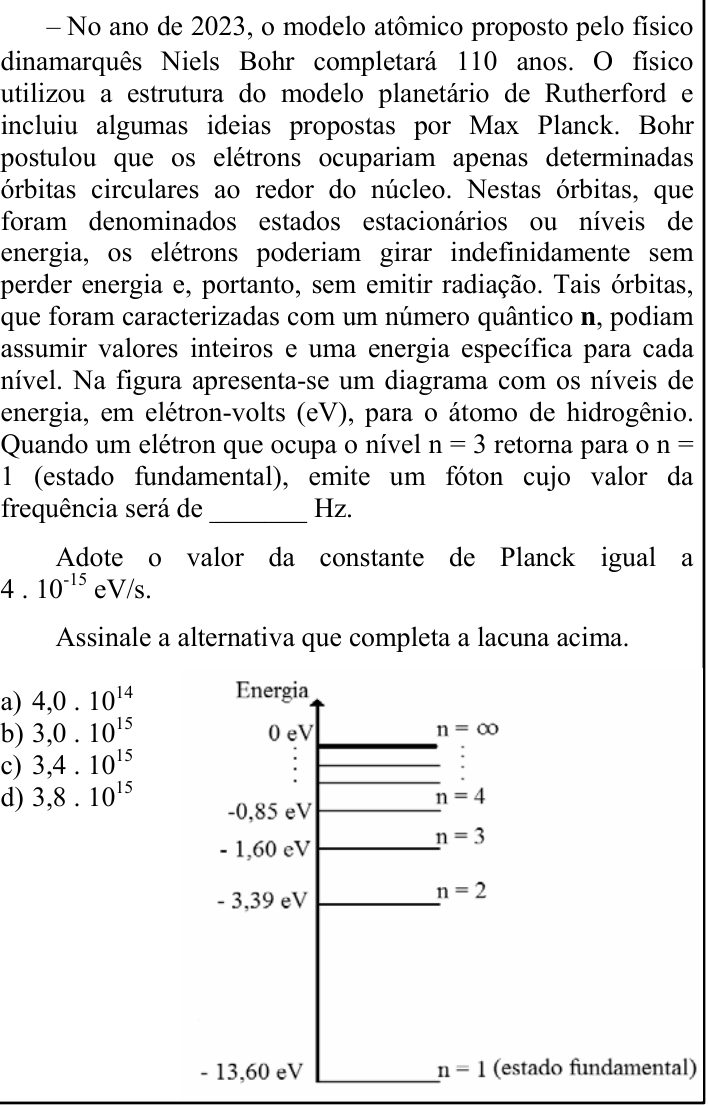 Questão 91 no caderno CFS 2 da EEAR 2023
