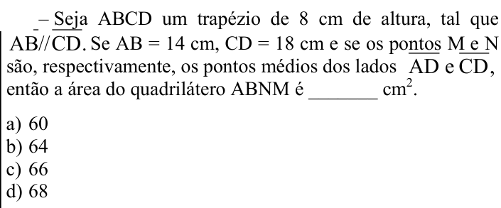 Questão 68 no caderno CFS 1 da EEAR 2024
