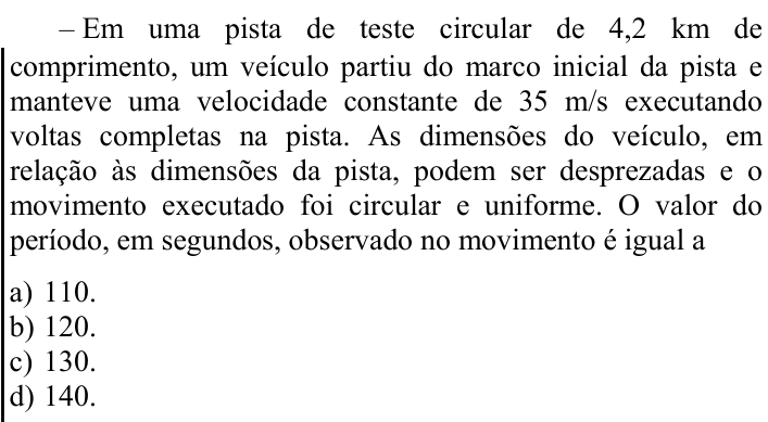 Questão 76 no caderno CFS 1 da EEAR 2024