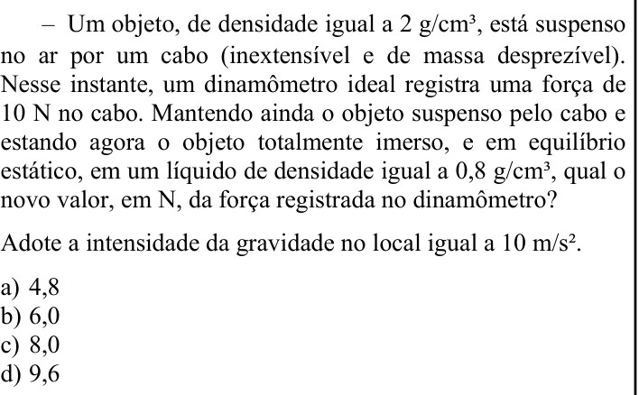 Questão 92 no caderno CFS 1 da EEAR 2024