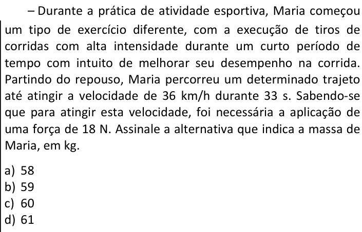 Questão 72 no caderno CFS 2 da EEAR 2025