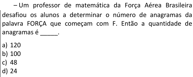 Questão 25 no caderno CFS 1 da EEAR 2027