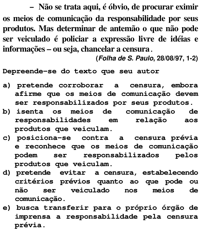 Questão 13 no caderno V da FUVEST 1998