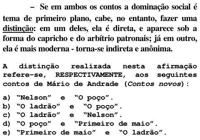 Questão 20 no caderno V da FUVEST 1998