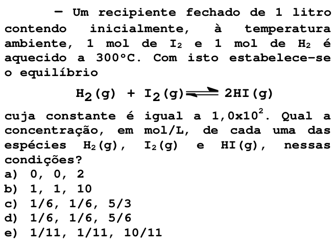 Questão 42 no caderno V da FUVEST 1998