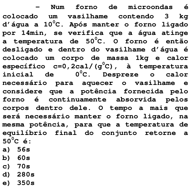 Questão 57 no caderno V da FUVEST 1998