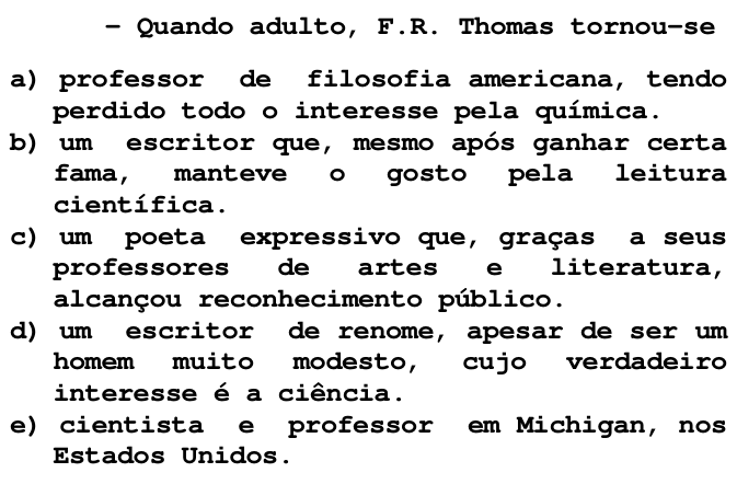Questão 72 no caderno V da FUVEST 1998