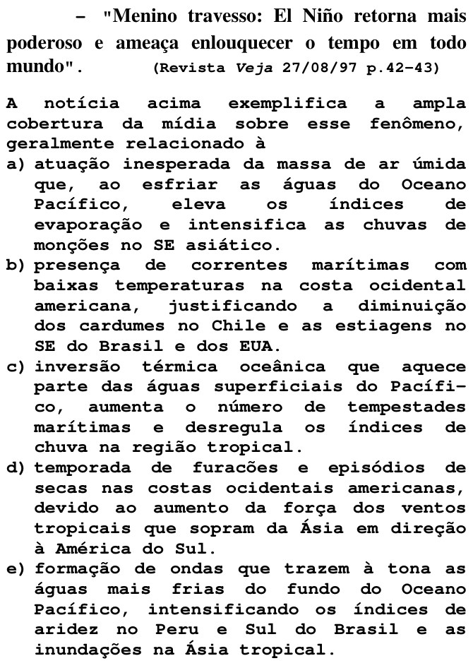 Questão 9 no caderno T da FUVEST 1998