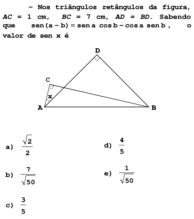 Questão 53 no caderno T da FUVEST 1998