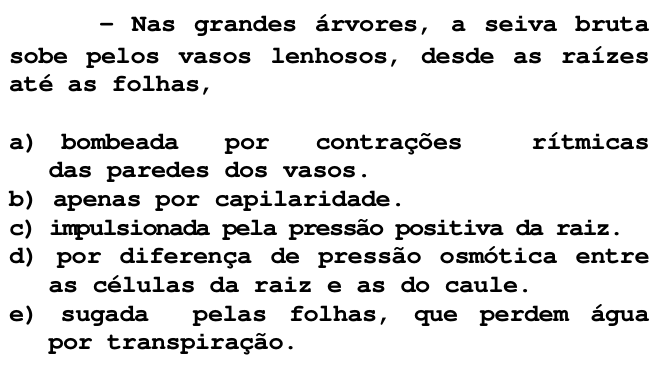 Questão 66 no caderno T da FUVEST 1998