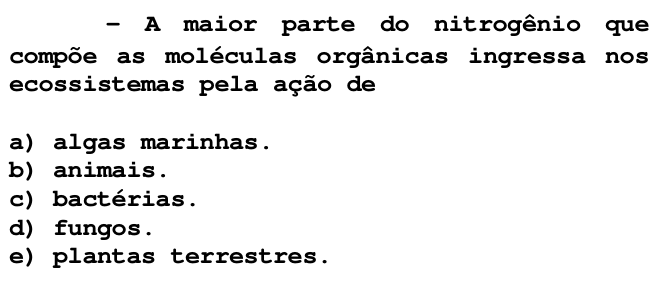 Questão 74 no caderno T da FUVEST 1998