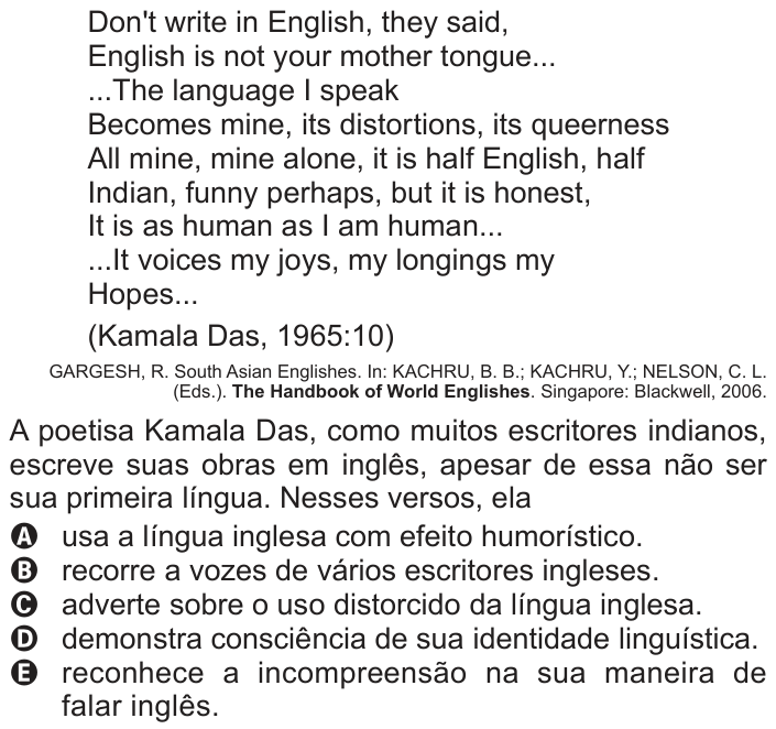 Questão 3 no caderno Azul do ENEM 2018