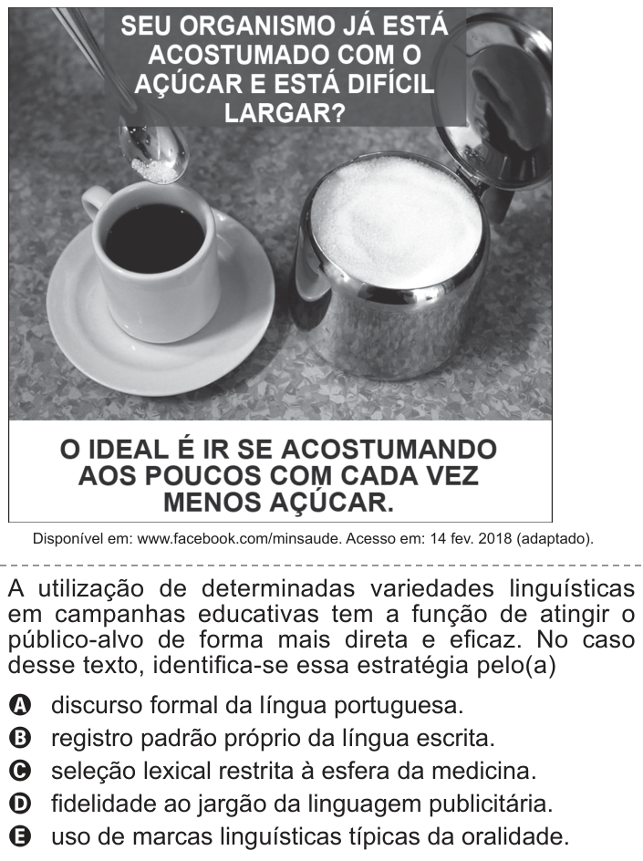 Questão 7 no caderno Azul do ENEM 2018