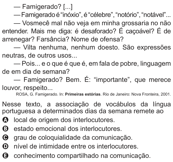 Questão 8 no caderno Azul do ENEM 2018