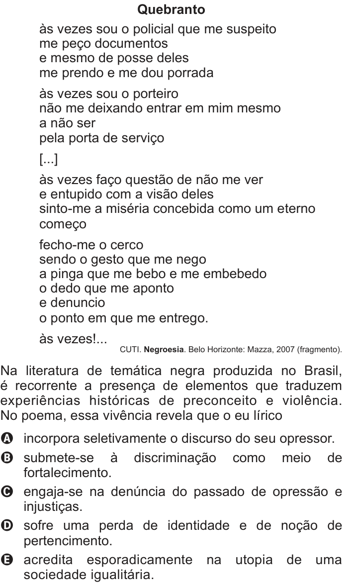 Questão 10 no caderno Azul do ENEM 2018