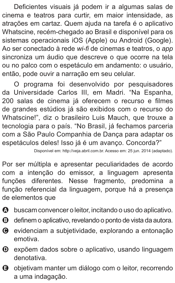 Questão 12 no caderno Azul do ENEM 2018