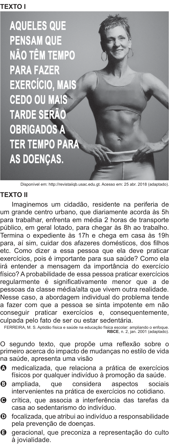 Questão 13 no caderno Azul do ENEM 2018