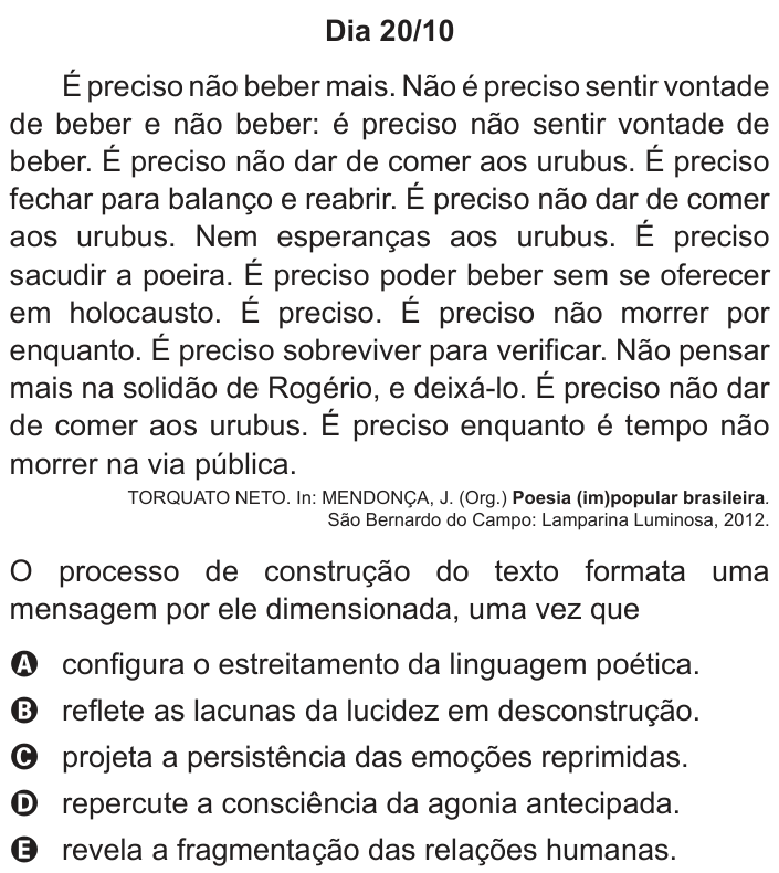 Questão 15 no caderno Azul do ENEM 2018