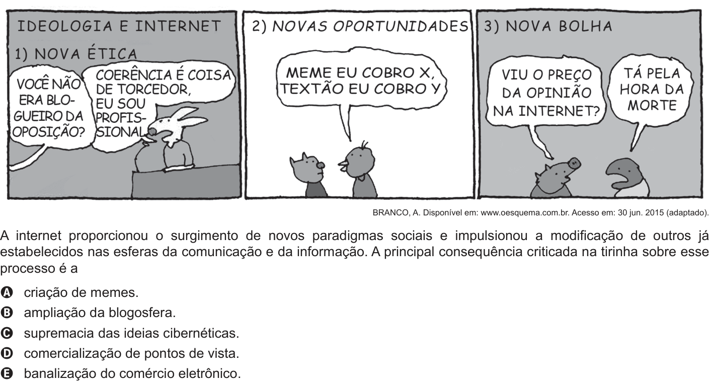 Questão 19 no caderno Azul do ENEM 2018