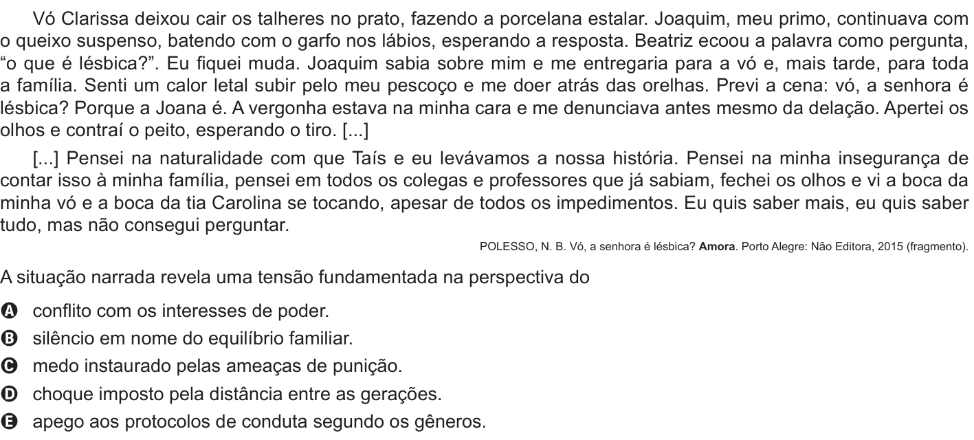 Questão 20 no caderno Azul do ENEM 2018