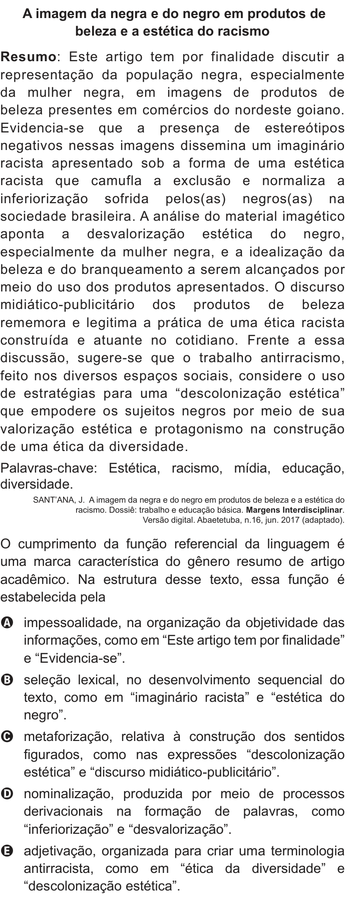 Questão 24 no caderno Azul do ENEM 2018