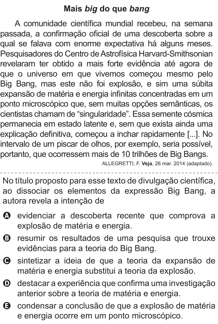 Questão 27 no caderno Azul do ENEM 2018
