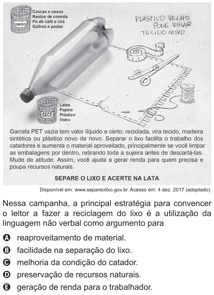 Questão 28 no caderno Azul do ENEM 2018
