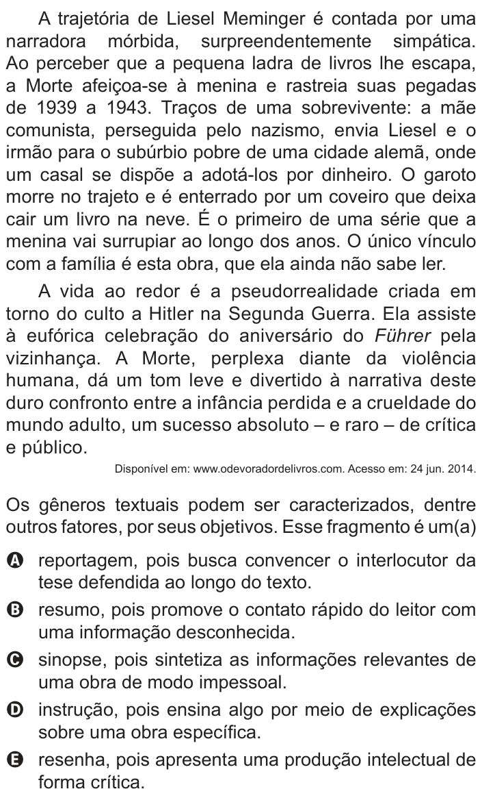 Questão 33 no caderno Azul do ENEM 2018