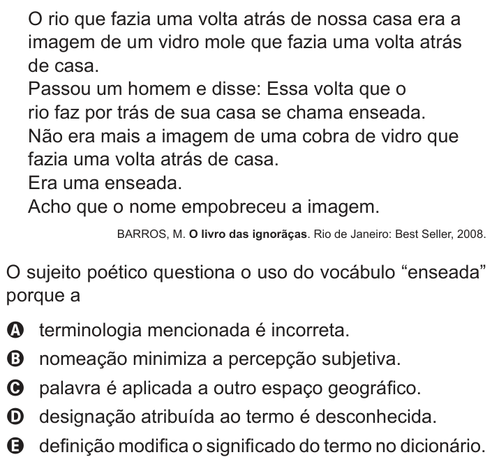 Questão 36 no caderno Azul do ENEM 2018