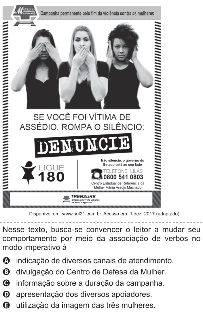 Questão 41 no caderno Azul do ENEM 2018