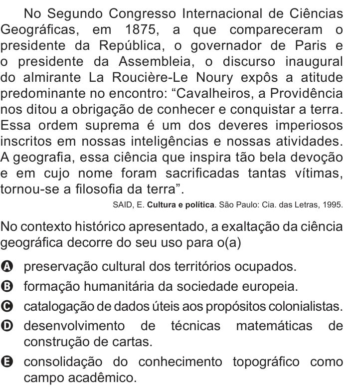 Questão 46 no caderno Azul do ENEM 2018
