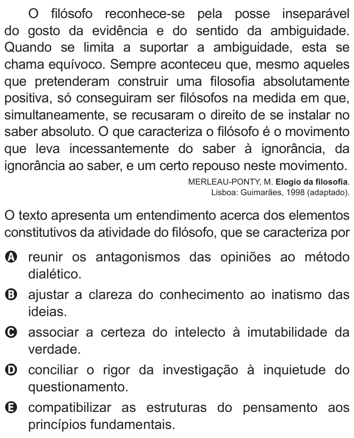 Questão 49 no caderno Azul do ENEM 2018