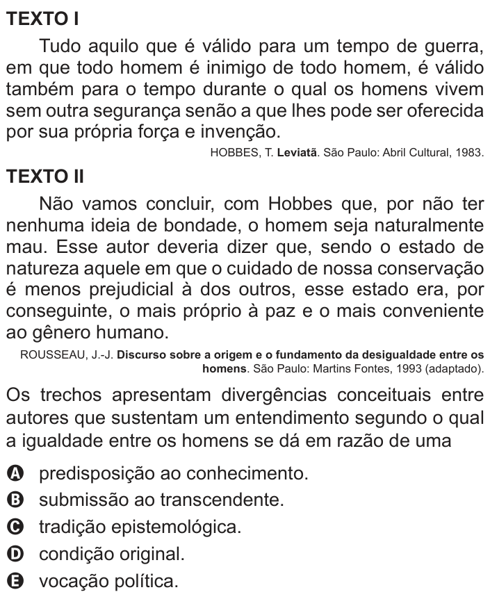 Questão 52 no caderno Azul do ENEM 2018