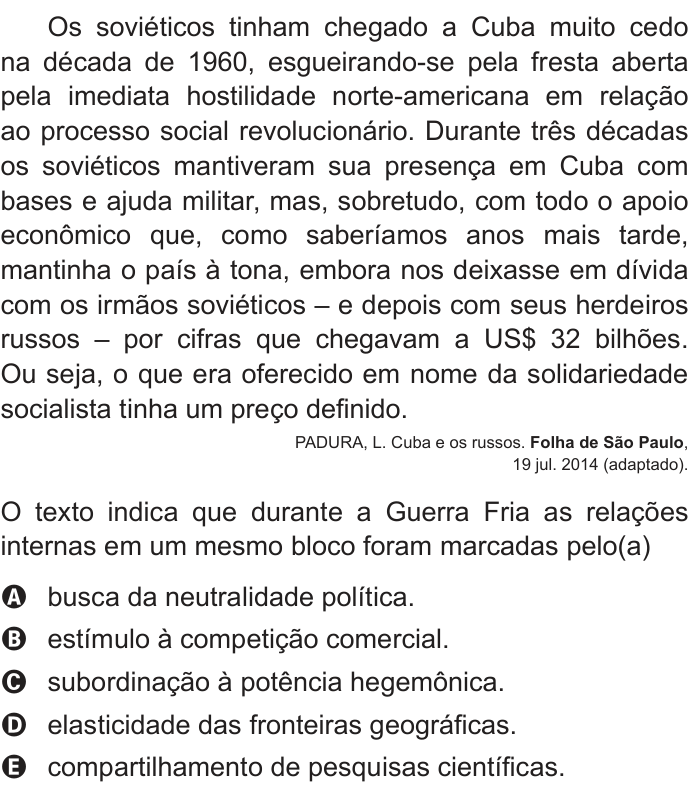 Questão 55 no caderno Azul do ENEM 2018