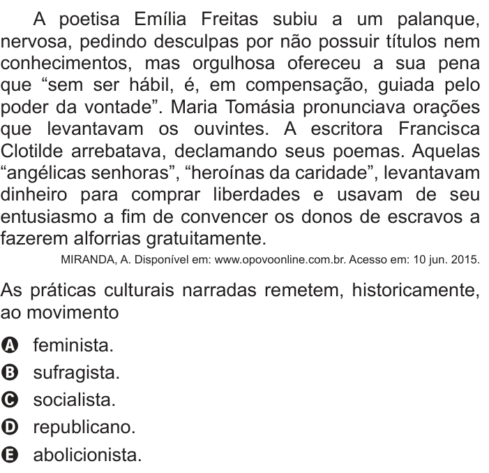 Questão 57 no caderno Azul do ENEM 2018