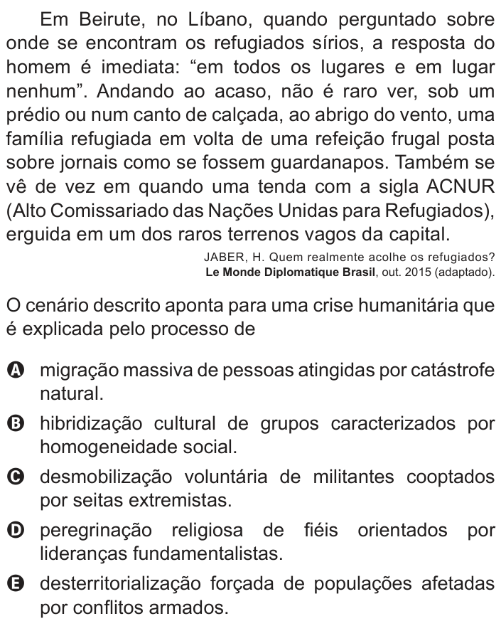 Questão 60 no caderno Azul do ENEM 2018