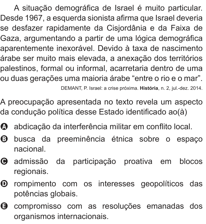 Questão 62 no caderno Azul do ENEM 2018