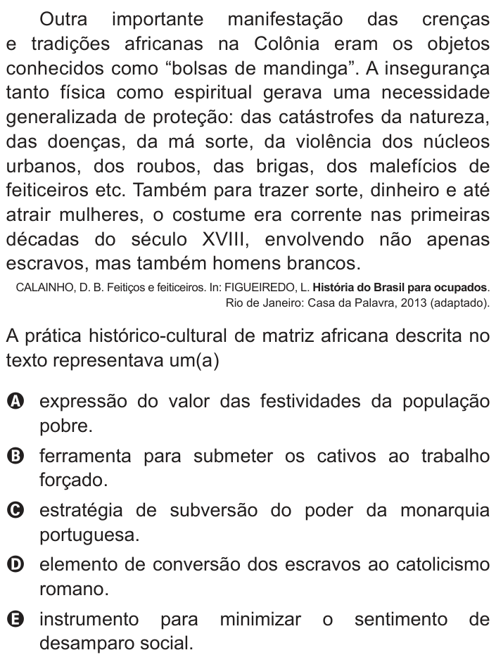 Questão 64 no caderno Azul do ENEM 2018