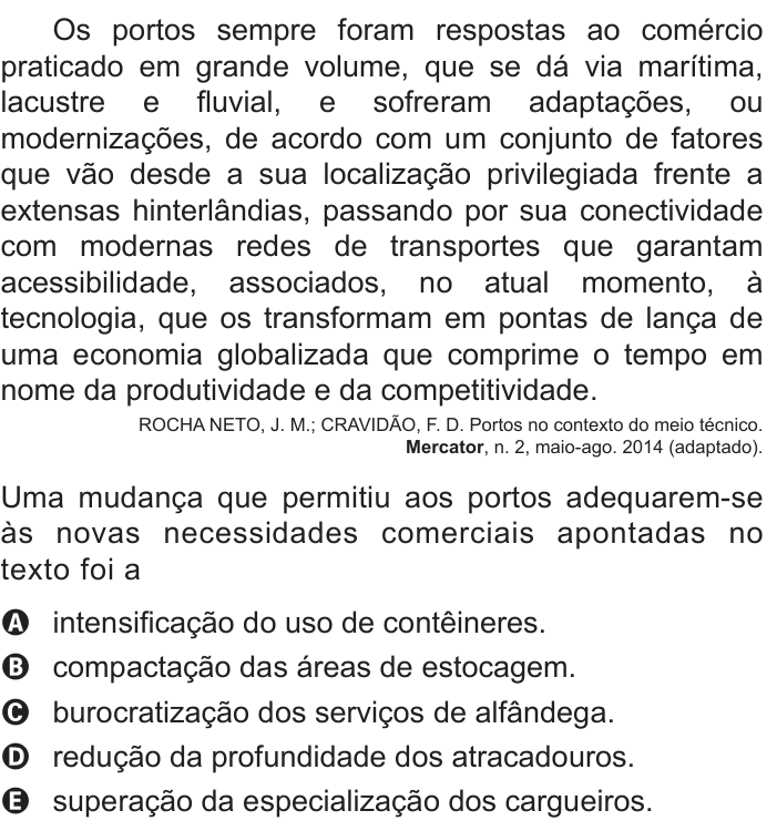 Questão 65 no caderno Azul do ENEM 2018