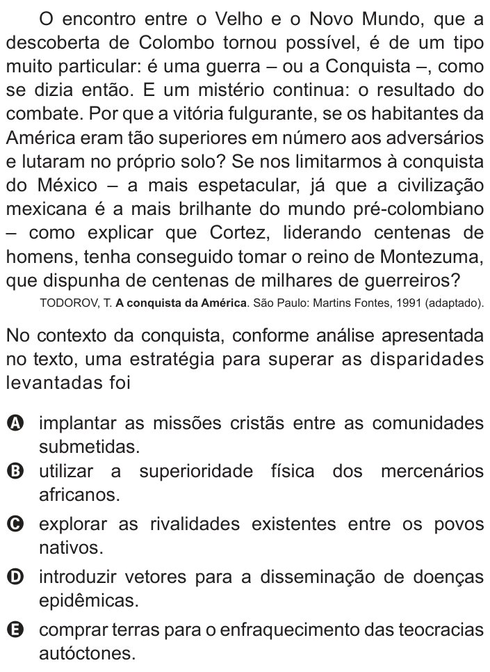 Questão 68 no caderno Azul do ENEM 2018