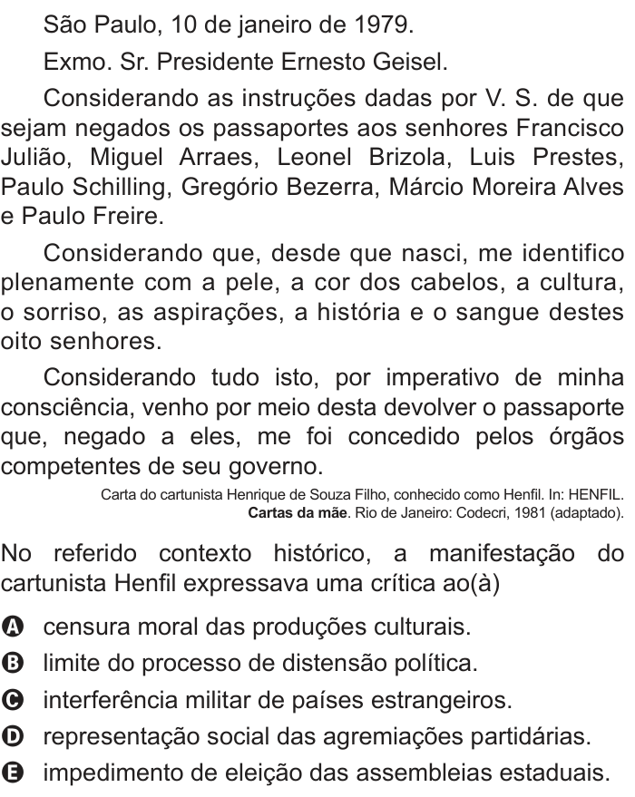 Questão 69 no caderno Azul do ENEM 2018
