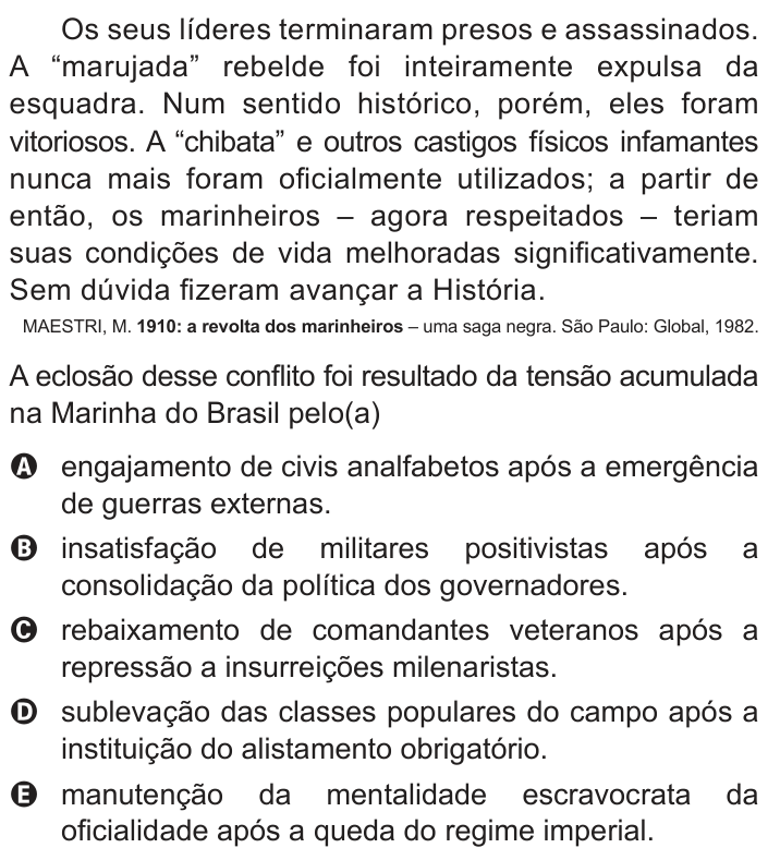 Questão 71 no caderno Azul do ENEM 2018