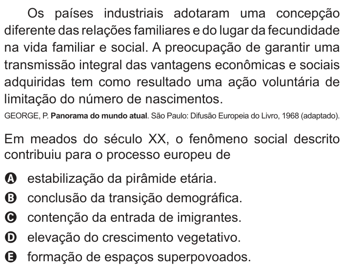Questão 75 no caderno Azul do ENEM 2018