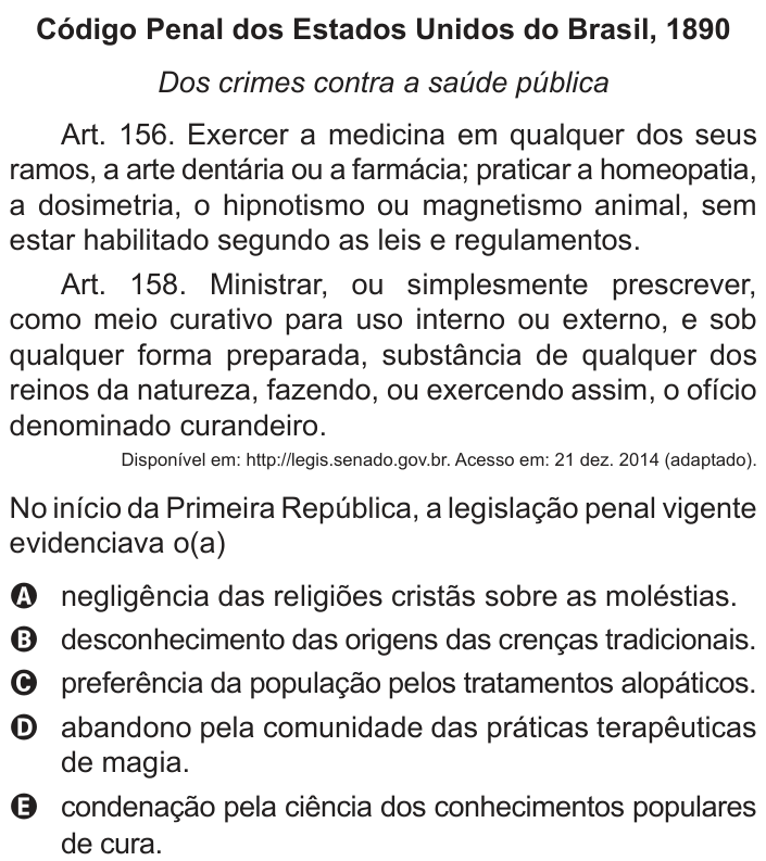 Questão 76 no caderno Azul do ENEM 2018