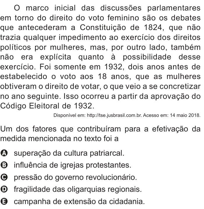 Questão 78 no caderno Azul do ENEM 2018