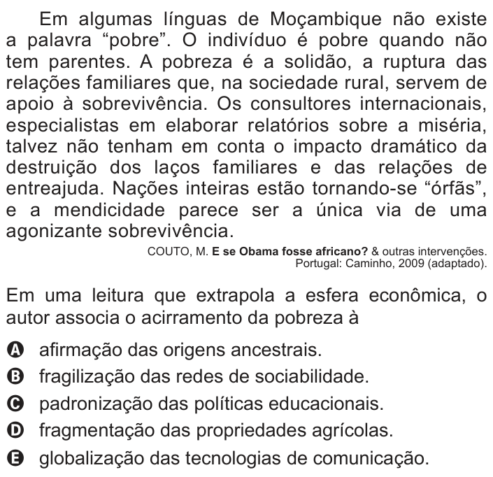 Questão 80 no caderno Azul do ENEM 2018