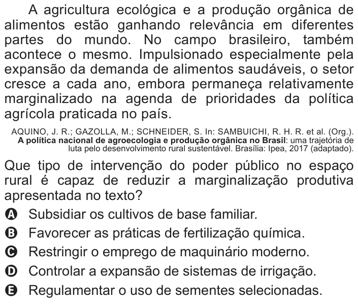 Questão 86 no caderno Azul do ENEM 2018