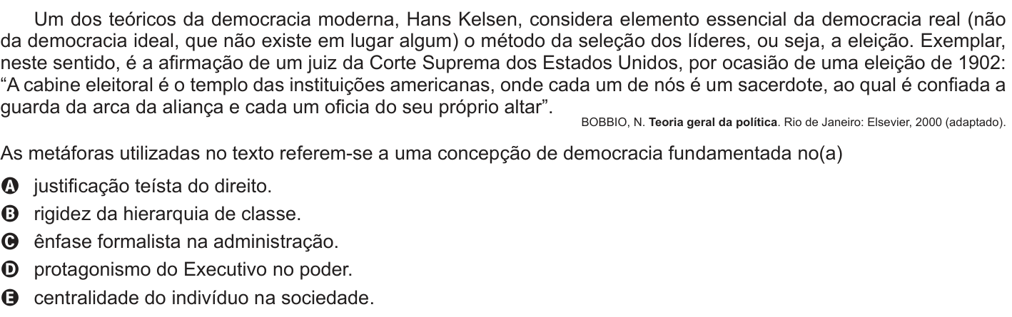 Questão 90 no caderno Azul do ENEM 2018
