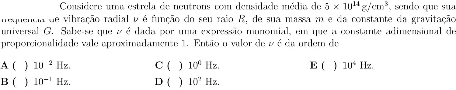 Questão 1 no caderno Física do ITA 2018