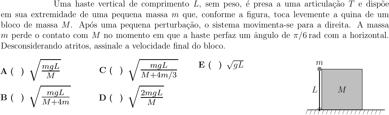 Questão 4 no caderno Física do ITA 2018